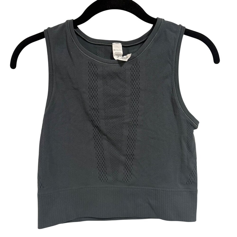 Athleta Mudra Sleeveless‎ Crewneck Crop Perforated Tank Size S/M